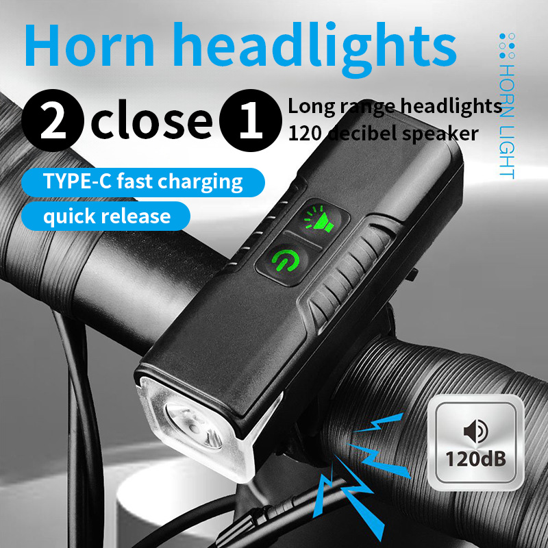 Rechargeable Bicycle Headlight 1000 Lumen - ESLNF 1000 Lümen, 120 dB Korna